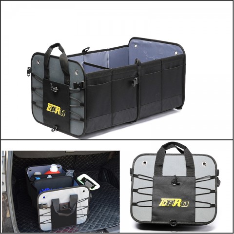 Black Trunk Organizer Storage Bin Bag Collapsible Fold Grocery Caddy Car