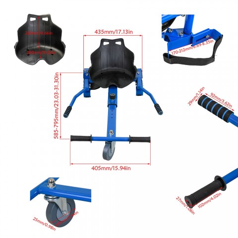 Adjustable Go Kart Car HoverKart Stand for Two Wheel Self Balancing Scooter Blue