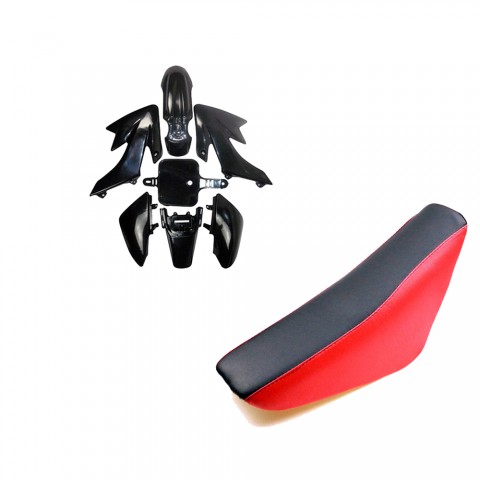 Black Body Fenders With Red Seat for CRF50 XR50 Pit Dirt Bkie