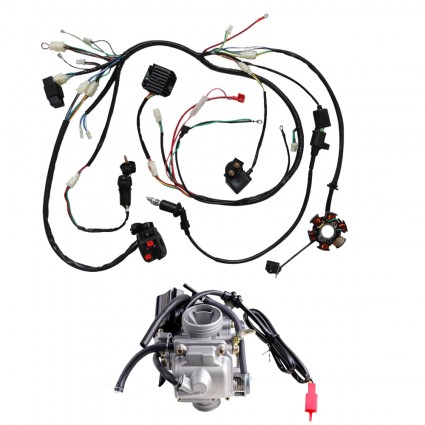 Electrics Wiring Harness CDI Start Switch +Carburetor For 125-150cc Quad 