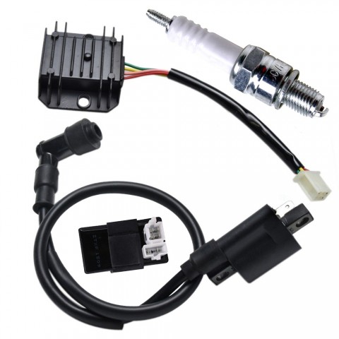Motorcycle Coil With CDI Unit Regulator Spark Plug Kit