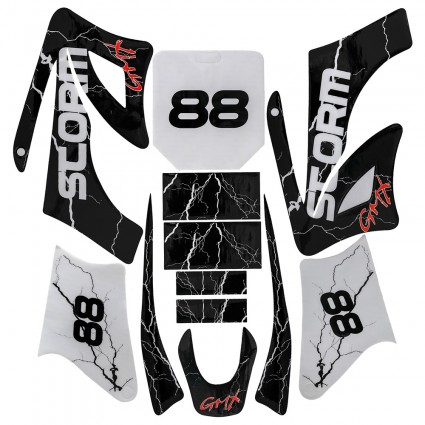 Black Stickers Graphics Kit for Apollo Orion 4 Stroke Pit Dirt Bike