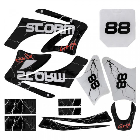 Black Stickers Graphics Kit for Apollo Orion 4 Stroke Pit Dirt Bike