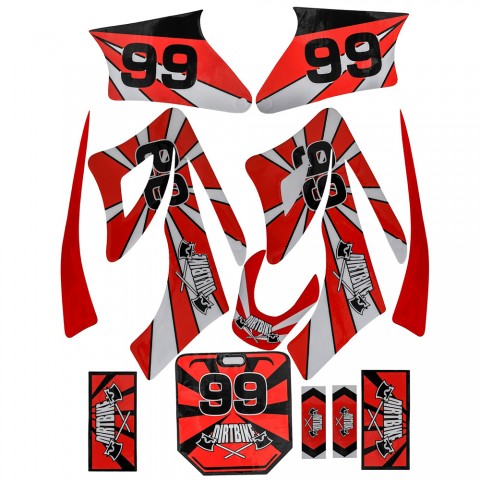 Red Stickers Graphics Kit for Apollo Orion 4 Stroke Pit Dirt Bike