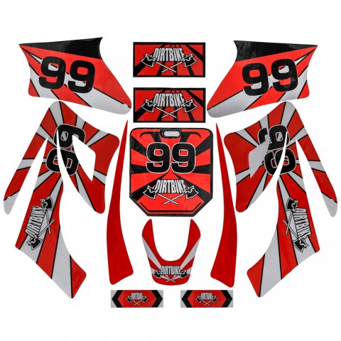 Red Stickers Graphics Kit for Apollo Orion 4 Stroke Pit Dirt Bike