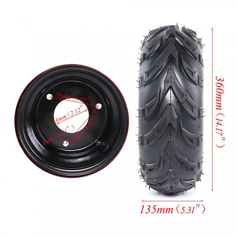 2pcs Tire With 2pcs Wheel Rim Hubs for 50 70 90 110cc ATV Go Kart Mower