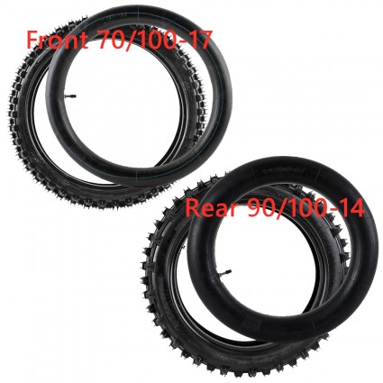 70/100-17 90/100-14 Front+Rear Tire Tube Set For Pit Dirt Bike Motorcross