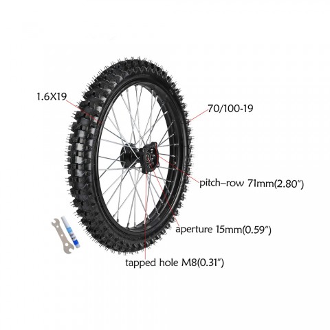 1.6x19" Front 70/100-19 Tire Rim Wheel Pit Bike KX100 CRF150 TTR125 CR85 CR80