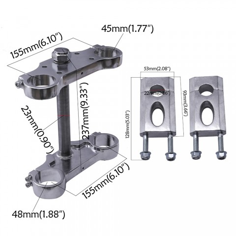 45/48mm Triple Tree Clamps Mount for KLX110 Apollo CRF50