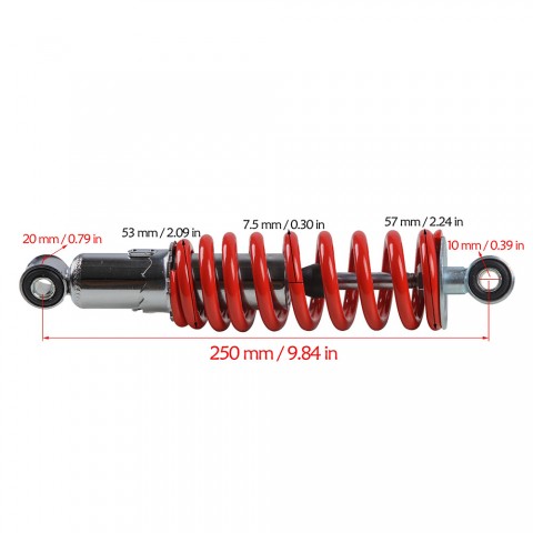 250mm 10" 700lbs Rear Shock Absorber For 50-150cc Go Kart Quad Pit Bike