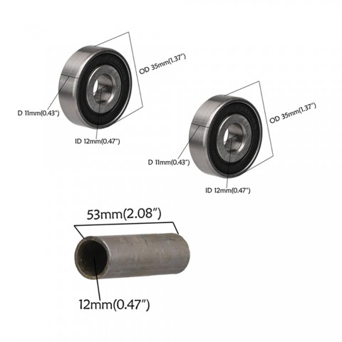 Bearings 6202RS W/ 12x53mm Axle Sleeve for 15mm Axle change to 12mm Wheel