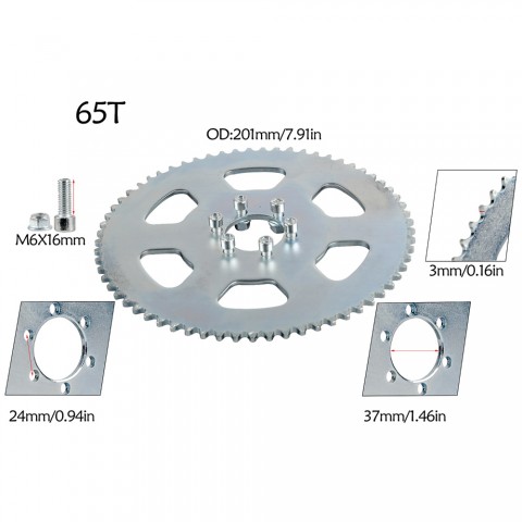35 Chain Sprocket 65 Tooth 37mm Bore for Go Kart ATV Quad