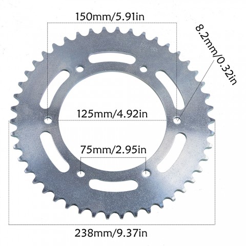 520 Rear Chain Sprocket 46T 125mm for Scooter ATV Motorcycle 
