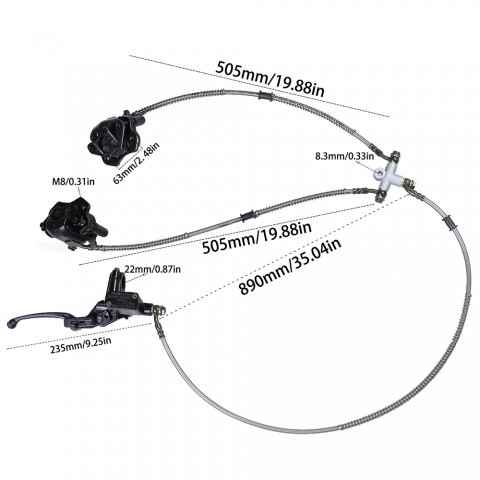 Front Hydraulic Twin Brake Caliper Assembly kit Go Kart ATV Quad Four Wheeler