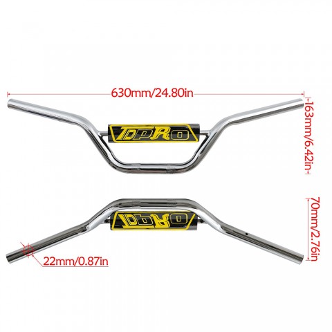 22mm 7/8" Motorcycle Handlebars Bar w/ Cross Pad For Pit Pro Dirt Bike ATV Quad