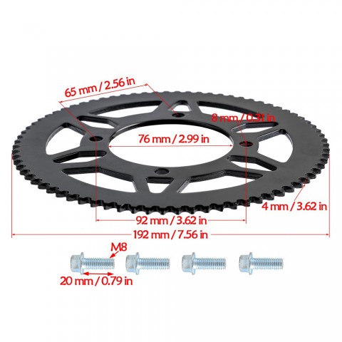 219# 76T Chain Disc for Children Electric Motorcycle ATV Dirt Pit Bike