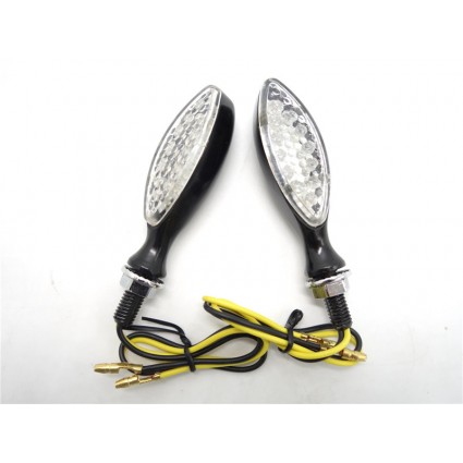 Motorcycle Cruiser Bike 15 LED Silver Turn Signal Indicators Light Universal