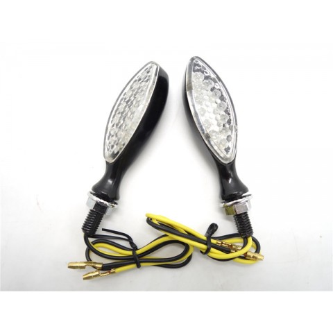 Motorcycle Cruiser Bike 15 LED Silver Turn Signal Indicators Light Universal