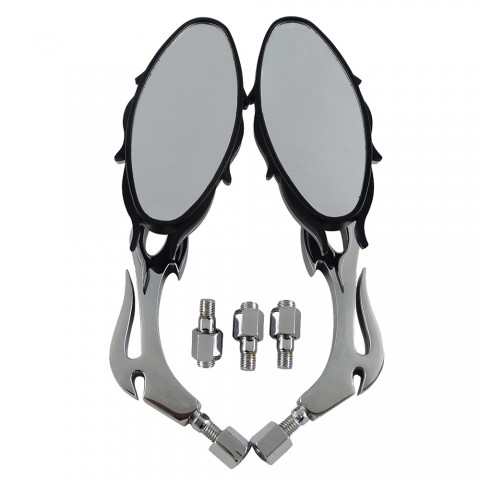 Motorcycle Flame Side Rear View Mirrors Universal 