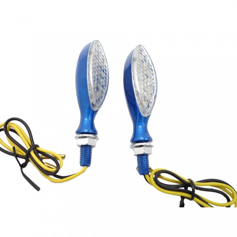 Motorcycle Turn Signal Indicators Lights Universal Blinker Lamp Blue