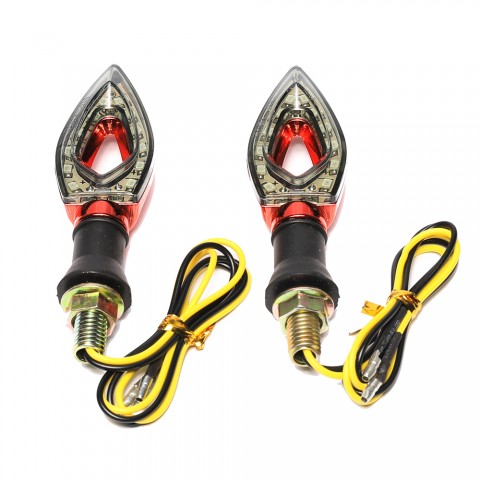 2pcs Universal Motorcycle 12 LED Turn Signal Indicators Blinker Red