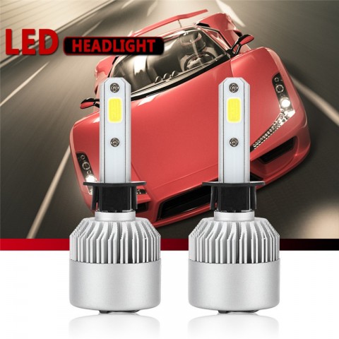 A pair H1 LED Car Headlight Kit 200W 20000LM Light Bulbs White 6000K