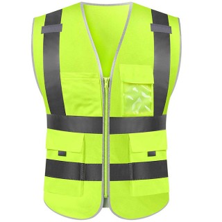 Safety Vest with High Visibility Reflective Stripes W/Pockets S-5XL