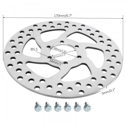 170mm 6 holes Brake Disc Rotor for E-bike Scooter Motorcycle 3mm Thickness