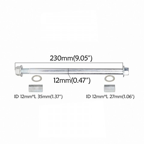 12mm 230mm Rear Wheel Axle For Dirt Pit Bike 125-160cc