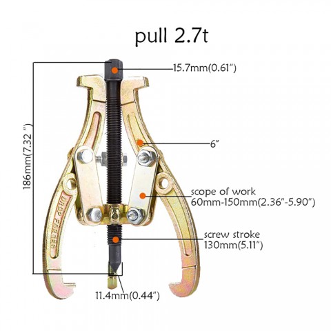 3 Gear Jaw Bearing Puller Car Flywheel Pulley Remover Reversible Tool 6"